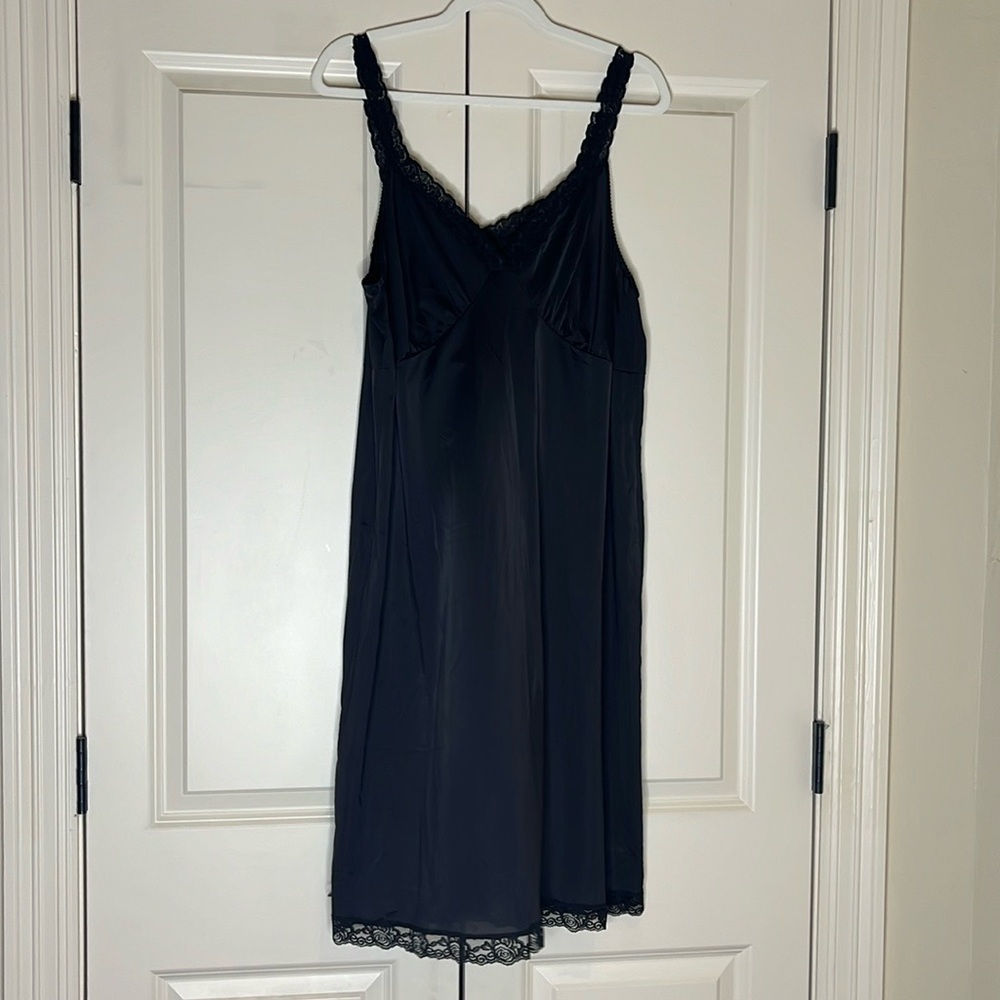 Cabernet slip nightie black nylon with lace details lingerie.